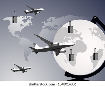 Planes map background travel