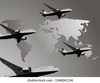 Planes map background travel