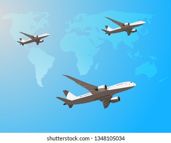 Planes map background travel