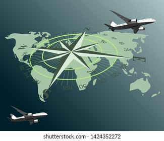 Planes map background travel decor