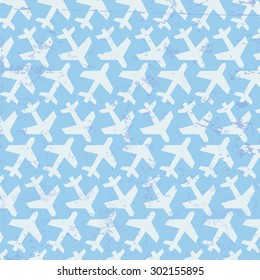 Planes pattern. Airplanes texture vector. Abstract background