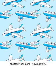 Planes seamless background, airlines air travel concept, vector wallpaper or web site background.