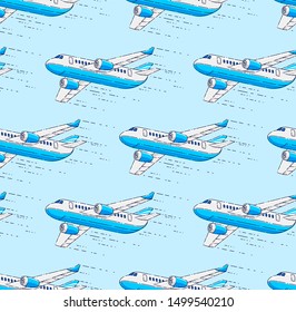 Planes seamless background, airlines air travel concept, vector wallpaper or web site background.