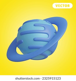 planet 3D vector icon set, on a yellow background