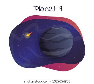 Planet 9 vector illustration with starry space in the background