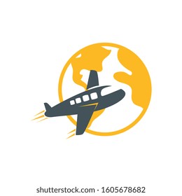 planet with airplane delivery service vector illustration design