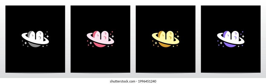 Planet Alphabet With Ring And Stars Letter Logo Design U