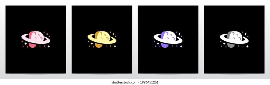 Planet Alphabet With Ring And Stars Letter Logo Design P
