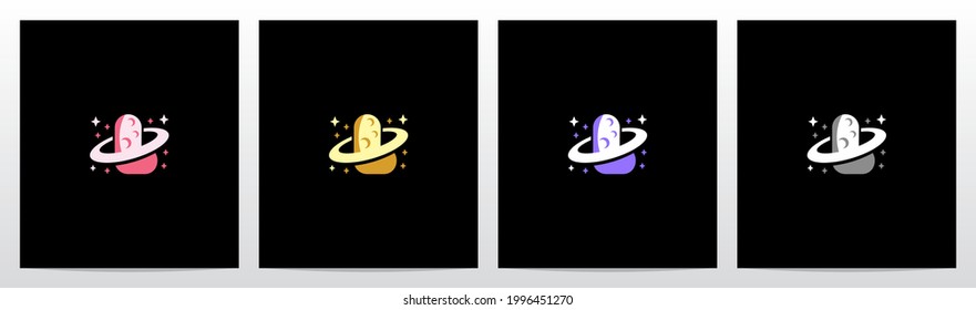 Planet Alphabet With Ring And Stars Letter Logo Design L
