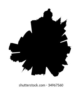 Planet Amsterdam: round vector Amsterdam silhouette skyline