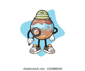 Planet archaeologist cartoon. Mascot Character vector.