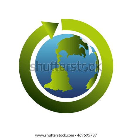 planet arrow cycle ecology enviroment world global nature green vector illustration isolated
