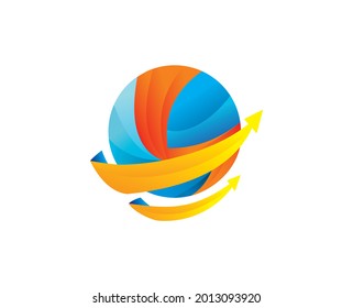 planet and arrow  modern logo