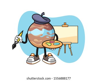 Planet artist cartoon. Mascot Character vector.
