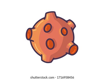 Planeta, asteroide vector ilustración cósmica. Objeto espacial planetario en estilo caricatura aislado en fondo blanco.