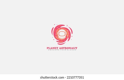 Planet Astronaut Abstract Vector Sign, Emblem, Icon or Logo Template