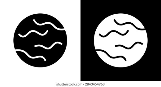Planet With Atmospheric Waves Solid Icon Set. Celestial Body, Climate Patterns, And Atmospheric Dynamics Silhouette Symbol Collection. Space Exploration. Isolated Vector Illustration.