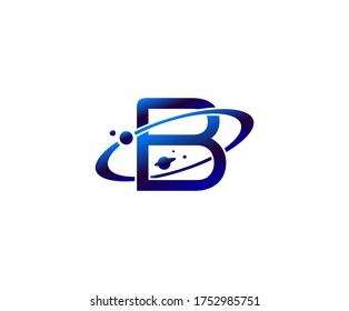 Planet B Letter. Round ring shape business logo design template.circle ring logo, cosmic planet symbol,alphabet,corporate identity symbol concept.