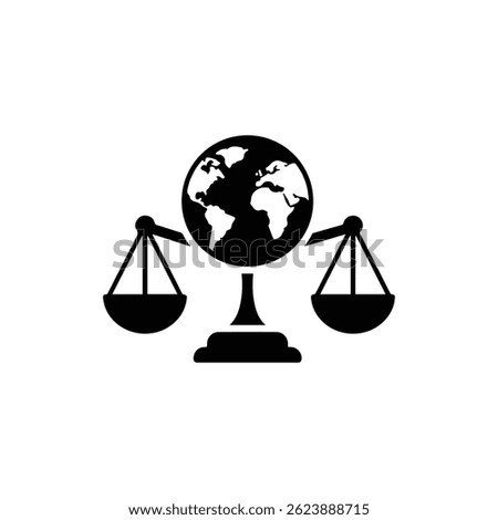 Planet in Balanced Scales Black Filled Icon Minimal Judgment Theme