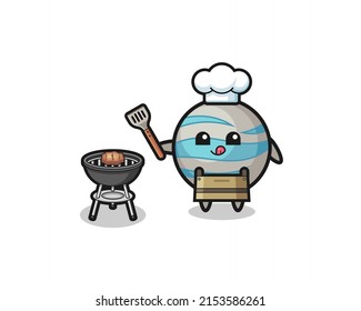 planet barbeque chef with a grill , cute design