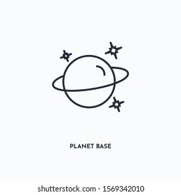 planet base outline icon. Simple linear element illustration. Isolated line planet base icon on white background. Thin stroke sign can be used for web, mobile and UI.