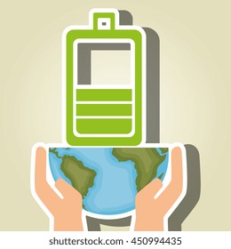 planet and battery isolated icon design, vector illustration  graphic 