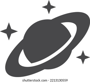 Planet black icon. Space body with orbit ring