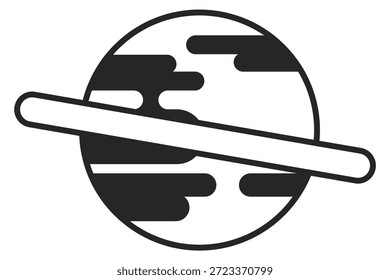 Icono negro del planeta. Símbolo del cuerpo de la galaxia espacial