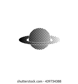 planet - black vector icon;  halftone illustration