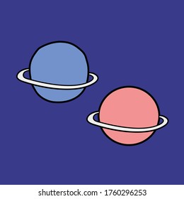 planet blue and pink vector