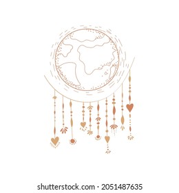 Planet. Boho. Decorative element. Vector illustration.