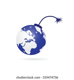planet bomb blue vector illustration