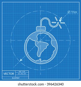 planet bomb vector blueprint icon 