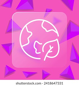 Planeta con un icono de línea aburrido. Naturaleza, bosque, vegetación, vida, belleza, relajación, aire, armonía. Estilo de glasmorfismo. Icono de línea de vector para negocios y publicidad