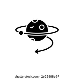 Planet with Bouncing Orbit Black Filled Icon Curved Motion Path