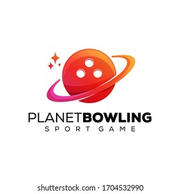 Logo für Bowling-Farbverlauf-Bowling, Logo-Design-Vektorillustration für Sportspiele