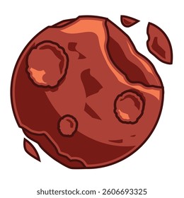 planet, broken planet, destroyed planet 2d vector cartoon