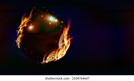 PLANET BURN IN SPACE BACKGROUND.