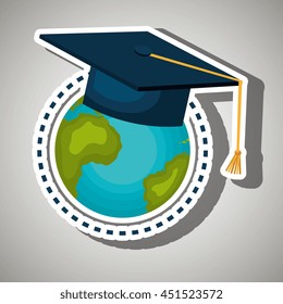 planet and cap isolated icon design, vector illustration  graphic 
