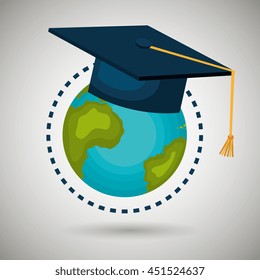 planet and cap isolated icon design, vector illustration  graphic 