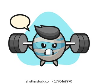 Planet cartoon with a barbell