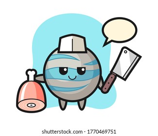 Planet cartoon as a butcher