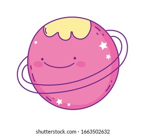 planet cartoon design, Kawaii expression cute character funny and emoticon theme Vector illustration