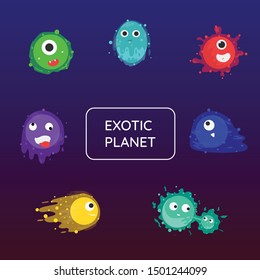 Planet cartoon design on dark background