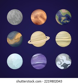 Planet cartoon design on solar system with nine planet for template design