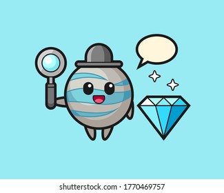 Planetenkartoon mit Diamant