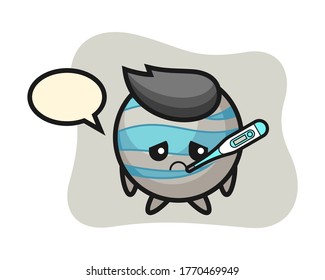 Planet cartoon with fever condition