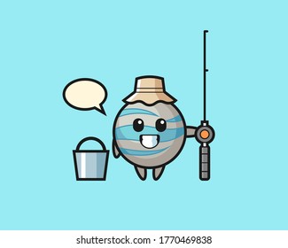 Planet cartoon as a fisherman