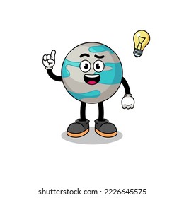 Planetenkartoon mit einer Idee-Pose , Charakterdesign