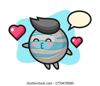 Planet cartoon with kissing gesture